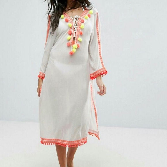 ASOS Other - ASOS America & Beyond Grape Pom Beach Dress Caftan